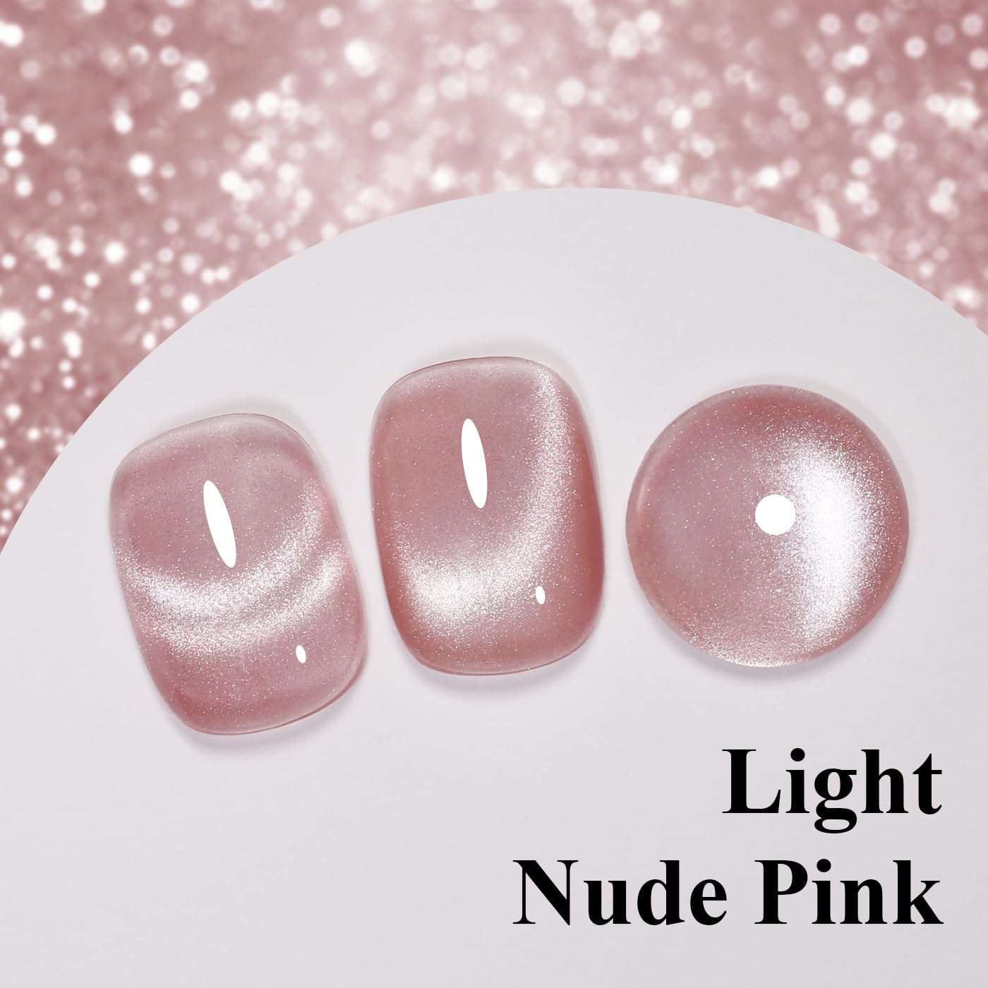 Imtiti Cat Eye Gel Nail Polish, Light Nude Pink Holographic Magnetic Crystal Nail Gel Polish With Magnet Glittery Galaxy Spring Summer Kit Soak Off UV Led 10ML