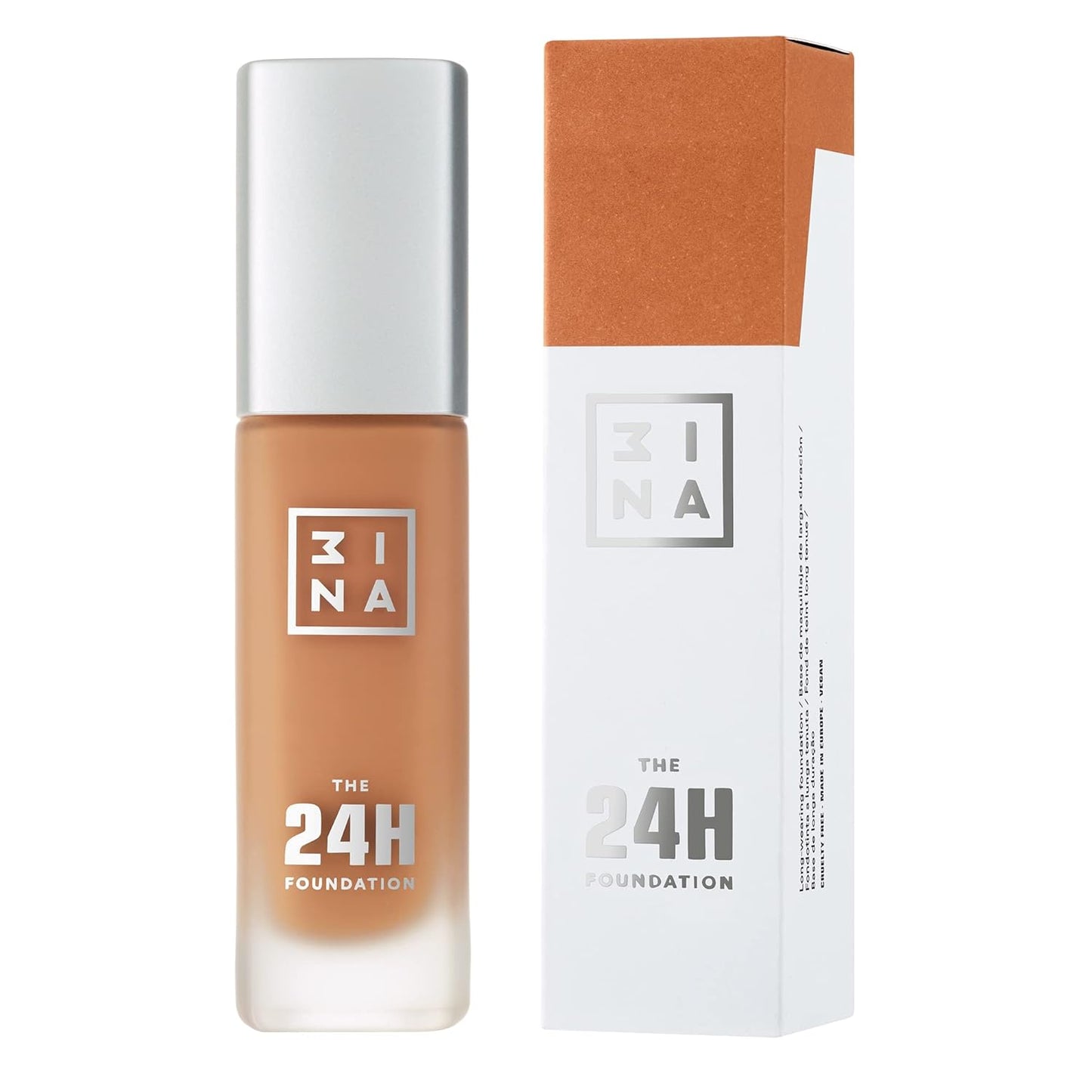 3INA The 24H Foundation 654-24H Long-Wearing Formula - Medium To High Buildable Coverage - Smooth Matte Finish - Expanded Shade Selection - Waterproof, Cruelty Free, Vegan Makeup - 1.01 Oz