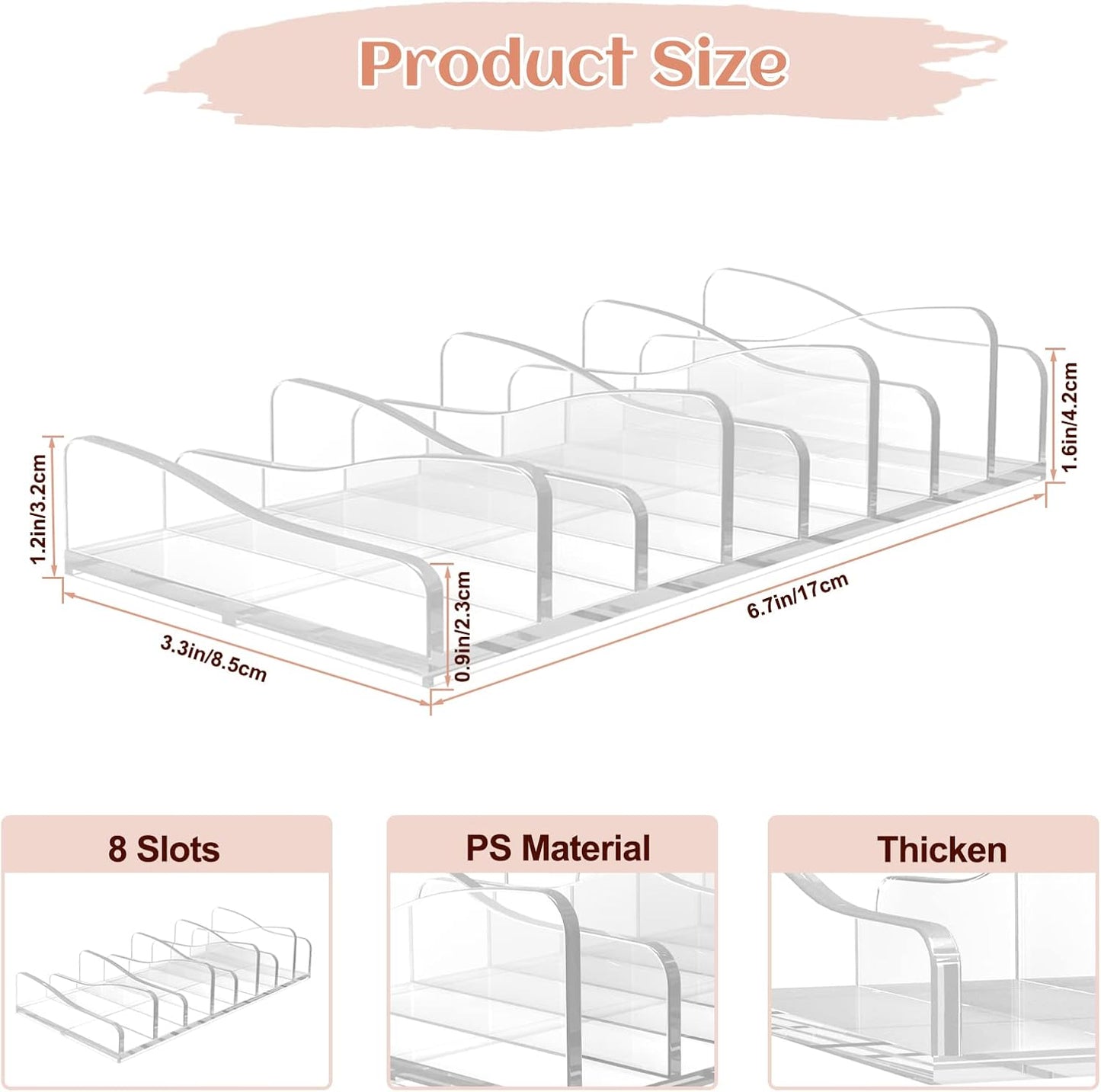 FLMOUTN 4 Pack Makeup Pallet Organizer Eyeshadow Palette Organizers Acrylic 8-Cell Make up Palette Holder Cosmetic Storage for Contour Kit, Eye Shadow, Blush