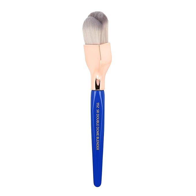 Bdellium Tools Professional Makeup Brush - Golden Triangle 952 Small Rounded Double Dome Blender - With All Vegan and Soft Synthetic Fibers, For Application & Blending (Blue, 1pc)