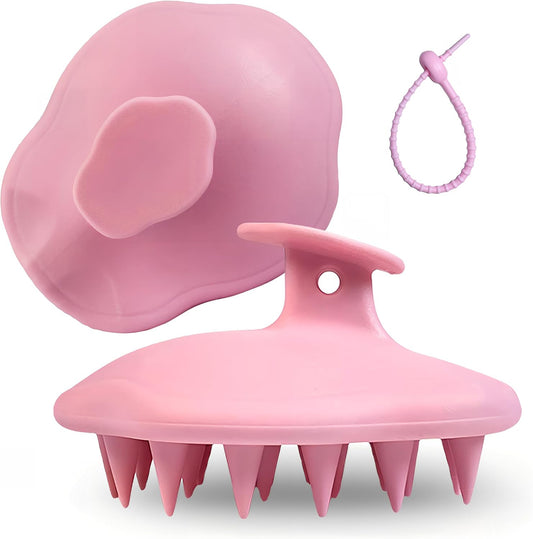 Halocalm Scalp Massager for Hair Growth – Silicone Shampoo Brush for Wet & Dry Hair, Integrated Design, Effective Scalp Scrubber for Shower & Relaxation (Pink)