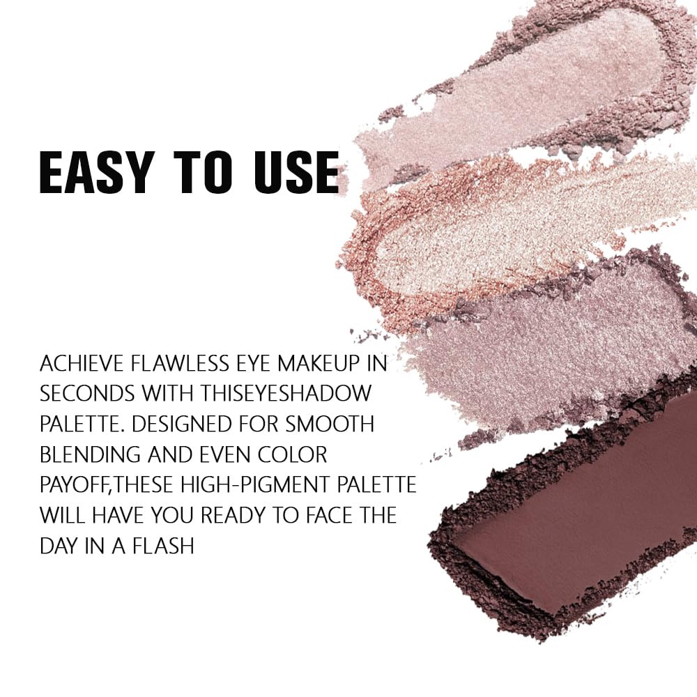 4 Colors Dark Brown Champagne Rose Gold Eye Shadow Powder Palette Makeup, Neutral Matte Shimmer Cream Quads Eyeshadow Palette for Women Highly Pigmented Waterproof, paleta de sombras de ojos 11