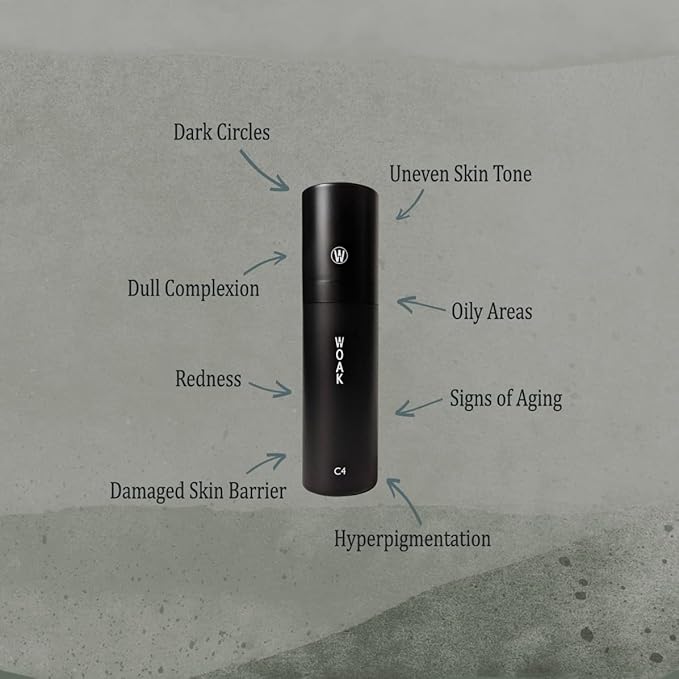 WOAK C4 – Men's Tinted Moisturizer BB CC Cream Foundation – Color Correcting Camo Complex – Hybrid Skin Care (Light)