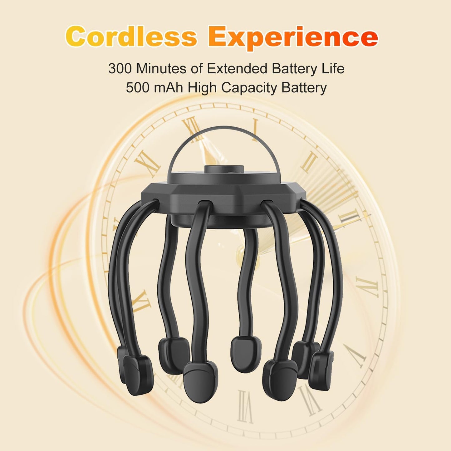 Electric Scalp Massager, Head Massager Scalp Stress Relax, Kneading Hair Massage with 3 Modes, 360 Degree Hair Massager, Cordless Portable Head Scratcher for Stress Relax