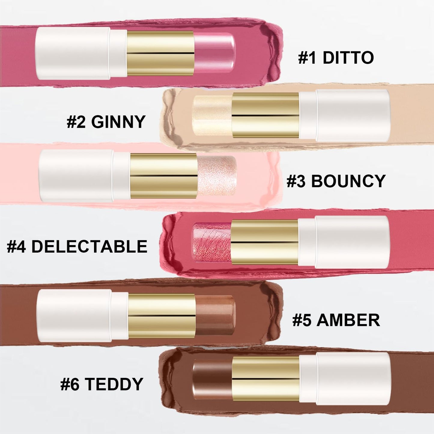 6 Colors Cream Contour Stick Makeup Kit, Shades with Blush, Highlighter and Bronzer, Double Ended Contour Stick for Cheeks, Waterproof and Long Lasting, Matte and Dewy Finish (Set A)