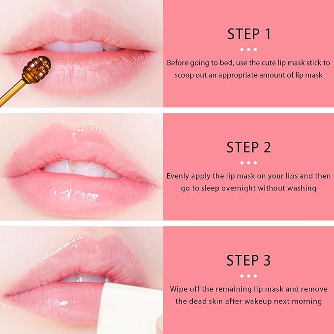 1PCS Bee Lip Balm Honey Pot, Moisturizing Lip Balm Overnight Lip Sleeping Mask Lip Scrubs Exfoliator, Hydrating Prevention Dry and Crack Lips, Lip Repair Nourishes the Lip Skin