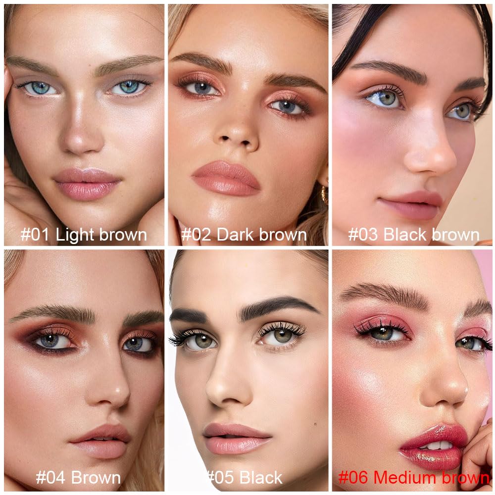 evpct 1Pcs Midium Brown Magic Microblading Dual-Ended Eyebrow Contouring Pen Brow Pencil, with 4 Brush Micro-Fork-Tips Applicator and Precise Brush-Tip Hair Like Stroke, Dual-ended Eyebrow Brush