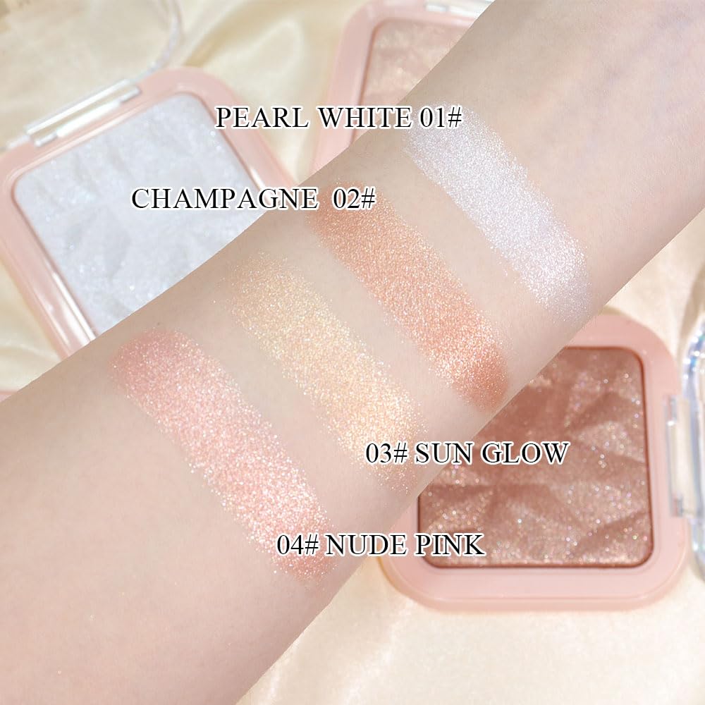 evpct Champagne Face Highlighter Makeup Shimmer Glitter Diamond Sparkly Highlighters Makeup Palette Powder for Face Body Cheek Skin iluminadores iluminador de jos maquillaje luminizers E02