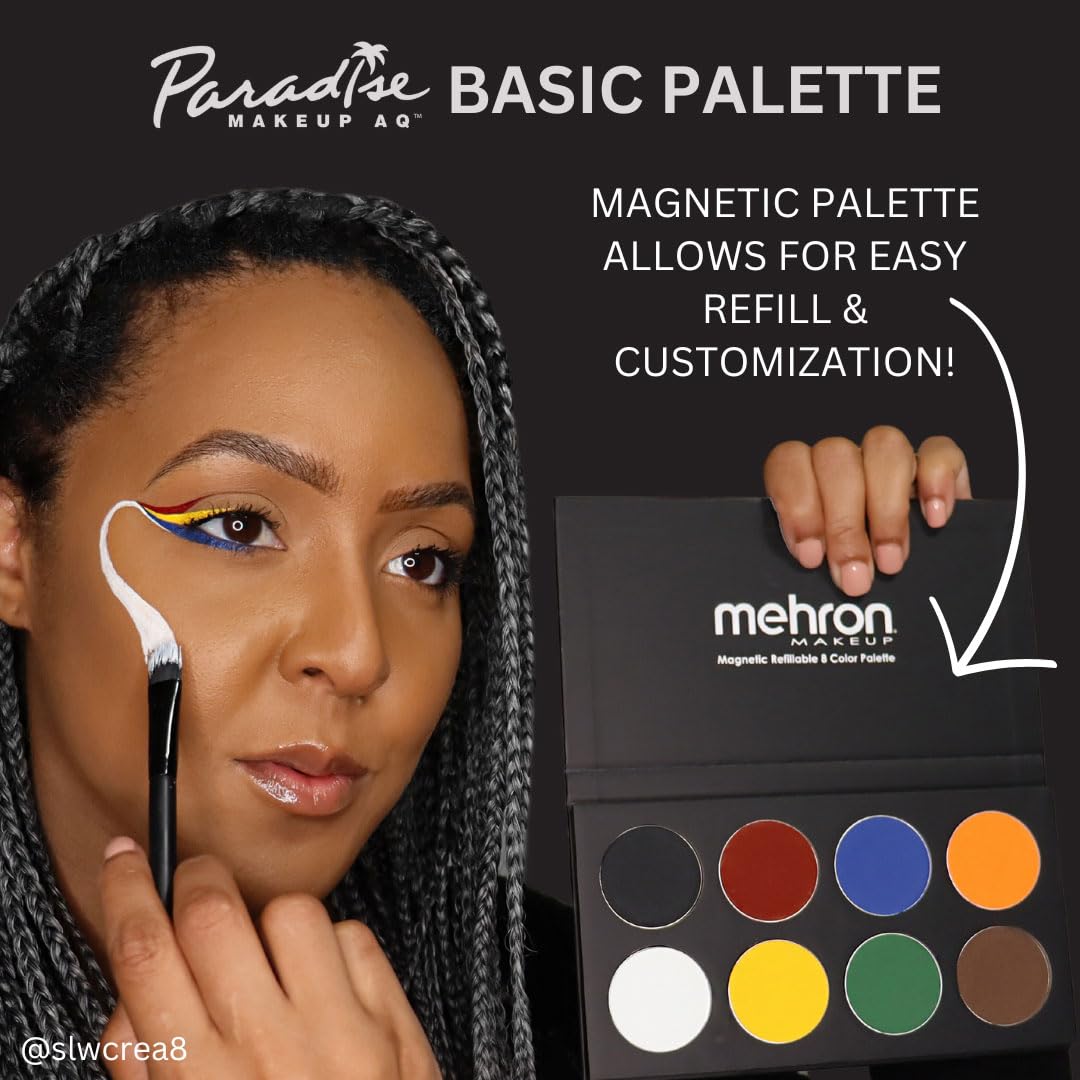 Mehron Makeup Paradise Makeup FX 8 Color Basic Palette | Magnetic Refillable Body Paint & Face Paint Palette | Professional & Water Activated | Costumes, SFX, Halloween, & Cosplay