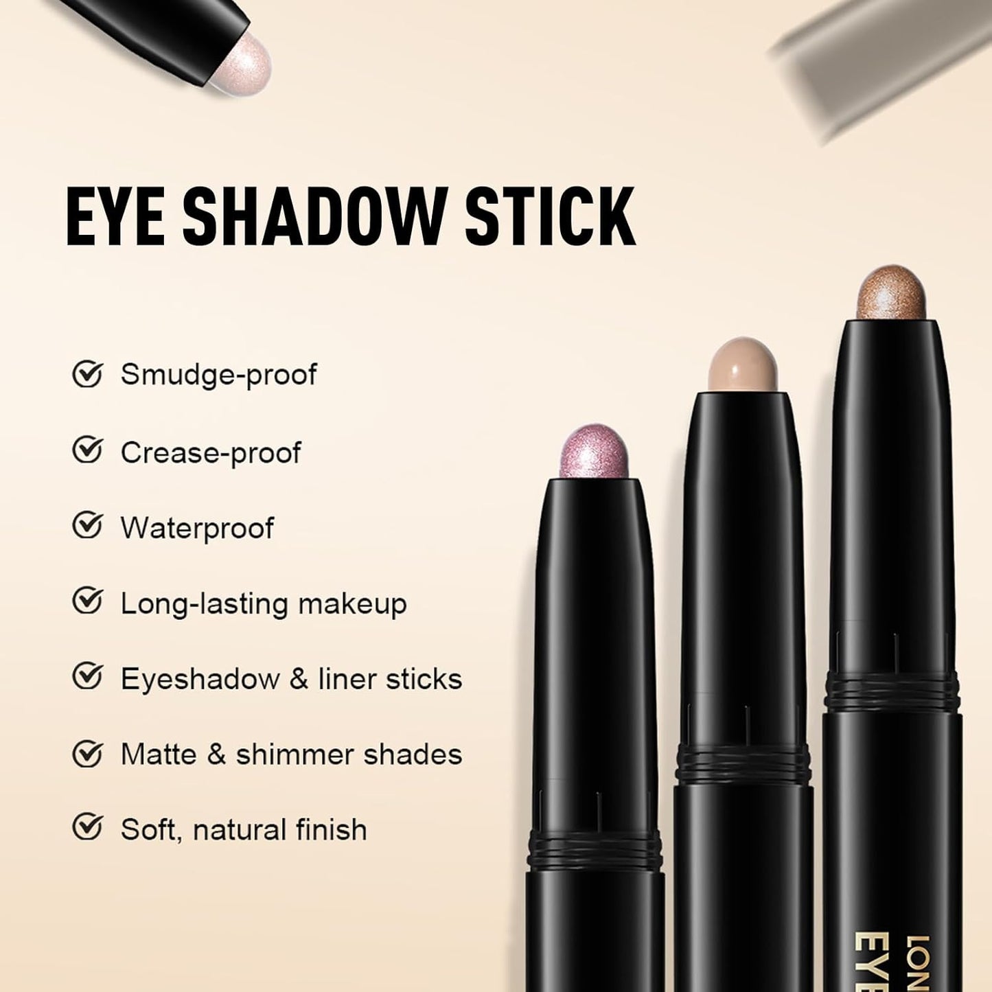 Eyeshadow Stick Medium Warm Brown, Matte Cream Eye Shadow Stick Waterproof Neutral Eyeliner Brightener Pencil Long-Lasting Eye Highlighter Makeup for Older Women Easy to Use High Pigmented