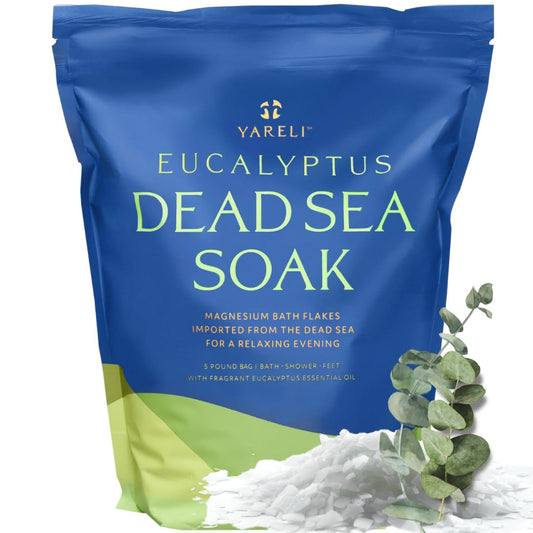 Magnesium Flakes, 5lb Eucalyptus, Dead Sea Bath and Foot Soak, Alternative to Epsom Salt with Over 250,000mg of Magnesium Chloride Per Bag
