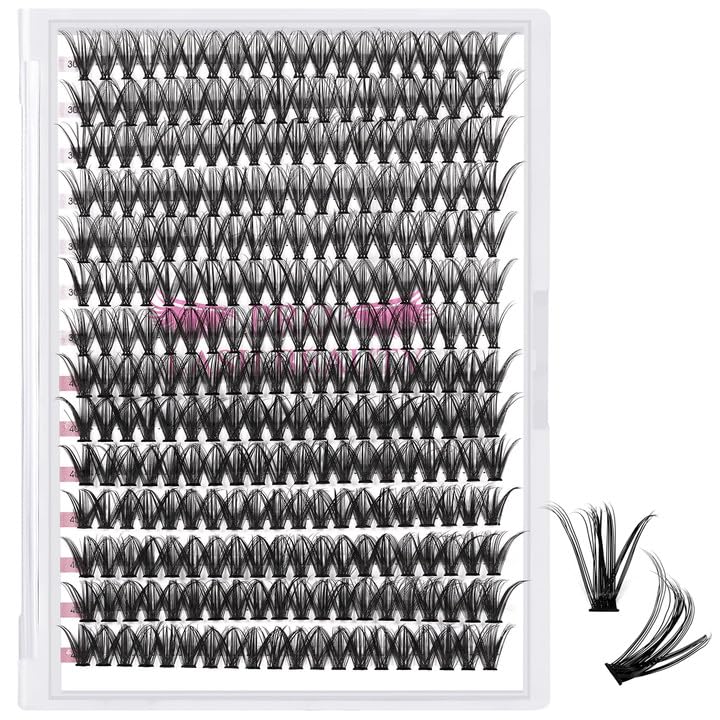 280 Pcs Individual Lashes 30D+40D Mixed Lash Clusters 14 Rows Cluster Lashes that Look Like Eyelash Extensions DIY Lash Extension Self Application At Home (30+40-D-14)