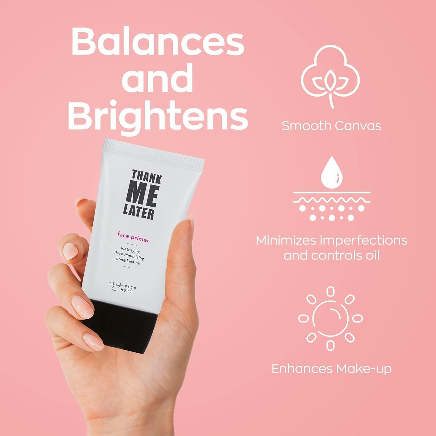 Elizabeth Mott Thank Me Later Face & Eye Primer – Long-Lasting Matte Makeup Base, Pore Minimizer, Oil & Shine Control, Wrinkle Blurring, Crease Prevention, Smooth Finish for All-Day Wear – 10g & 30g