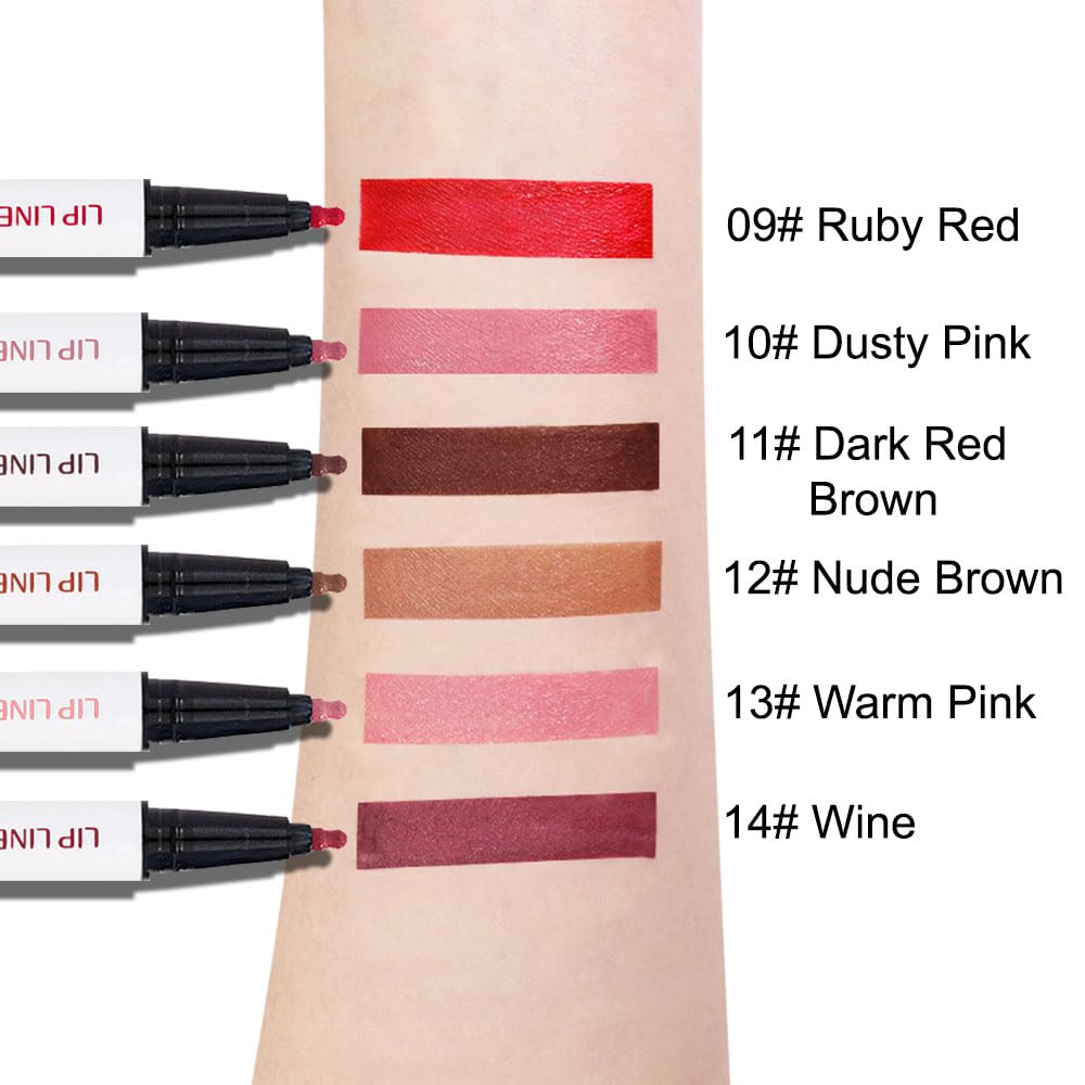 evpct Longwear Liquid Lip Liner Stain Marker Pen Long Lasting Waterproof, Warm Nude Pink Matte Semi Permanent 24 Hour Lip Liner and Lipstick Combo, Color Stay Lipliner All Day, Lips Stain peel off