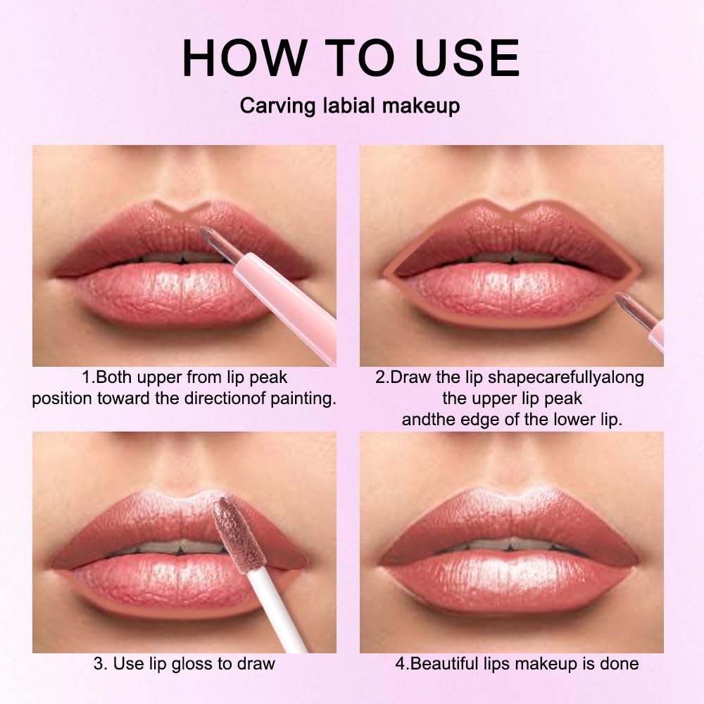 evpct Bronze Gold Metallic Glitter Lip Liner and Lipstick Combo Lip Gloss Stain Set Makeup for Women Long Lasting Waterproof 24, Rose Gold Metallic Shimmer Frosted Iridescent Glossy Liquid Lipstick 14