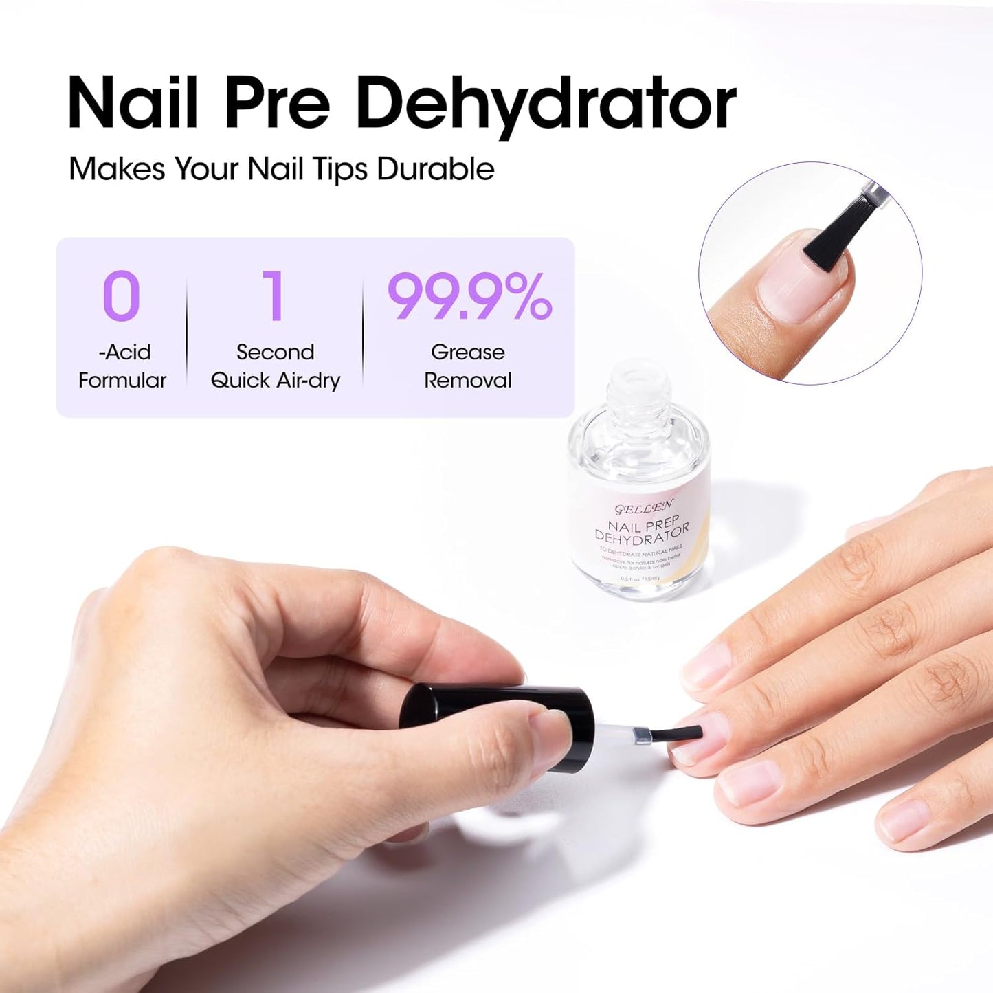 Gellen Gel Nail Glue and Nail Dehydrator, 15ml Nail Gel Glue for False Nail Tips and Clear Press on Nails, Acid Free Nail Prep Dehydrator, Soak Off UV Led Lamp Needed Strong Adhesive Nail Gel