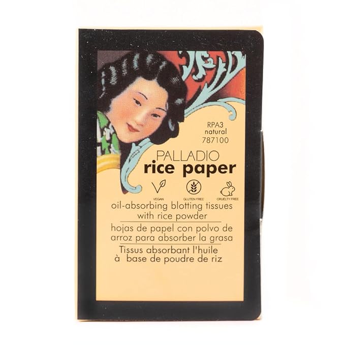 Palladio Rice Paper Facial Tissues for Oily Skin, Face Blotting Sheets Made from Natural Rice, Oil Absorbing Paper with Rice Powder, 2 Sided, Instant Results, Natural, 40 Count (Pack of 3)