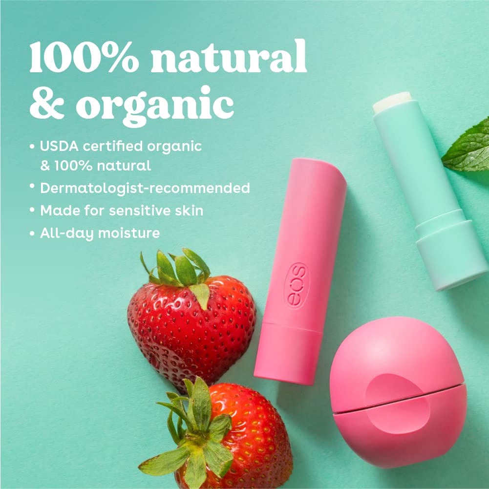 eos 100% Natural & Organic Lip Balm- Apricot, All-Day Moisture, Dermatologist Recommended for Sensitive Skin, Lip Care Products, 0.25 oz