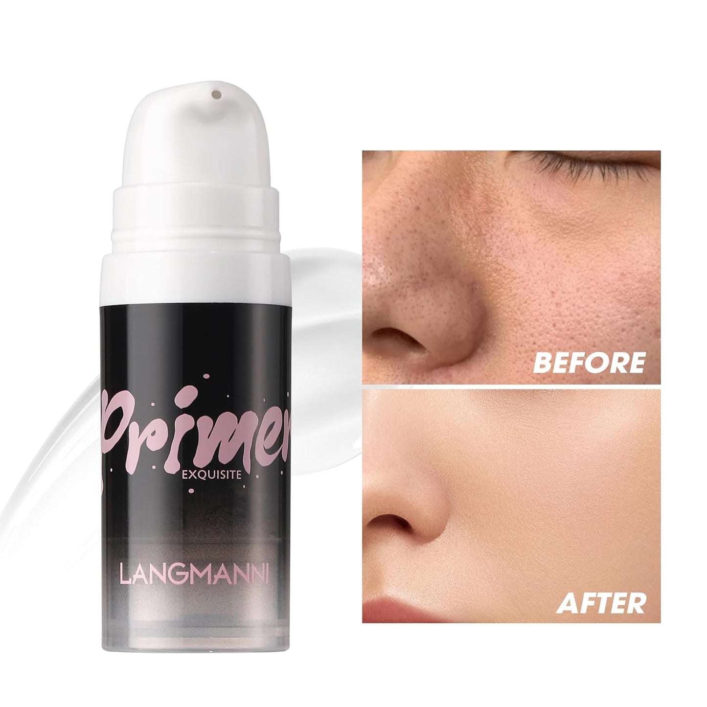 LANGMANNI Matte Grip Face Primer, Transparent Skin Perfecting Hydrating Primer,Unique Smooth Gel-Based Primer Essential For Longlasting Perfection Face Makeup (0.33 Fl Oz, 3)
