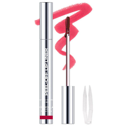 Peel Off Lip Liner Stains for Women, Long Lasting Waterproof Matte Finish Lip Tint Stains with Tweezer Kit, Transfer Proof, Easy to Use, Peel Off Liquid Lipstick for All Skin Types, #6 Rose Red