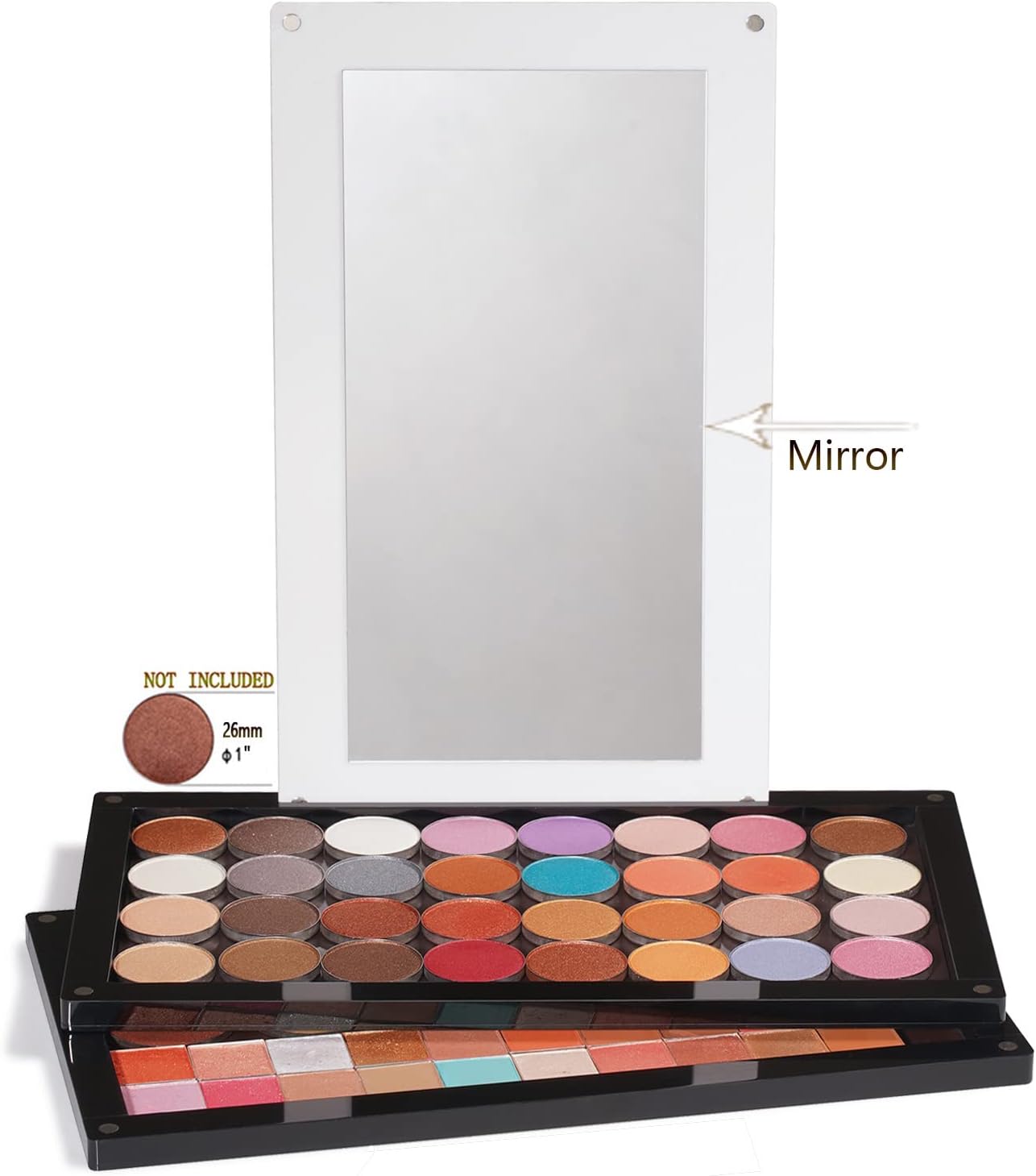 Arcylic Empty Magnetic Eyeshadow Palette Makeup Palette with Mirror stackable Makeup magnetic palette empty 2 layers overlap (dABL2) with a bag of metal sticker