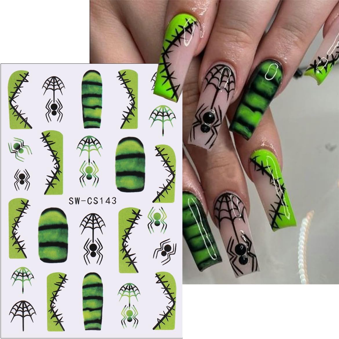 6Sheets Halloween Nail Stickers - Cute Ghost Nail Decals, 3D Self-Adhesive Pink Pumpkin Spider Web Mummy Ghost Nail Art Design Stickers for Women