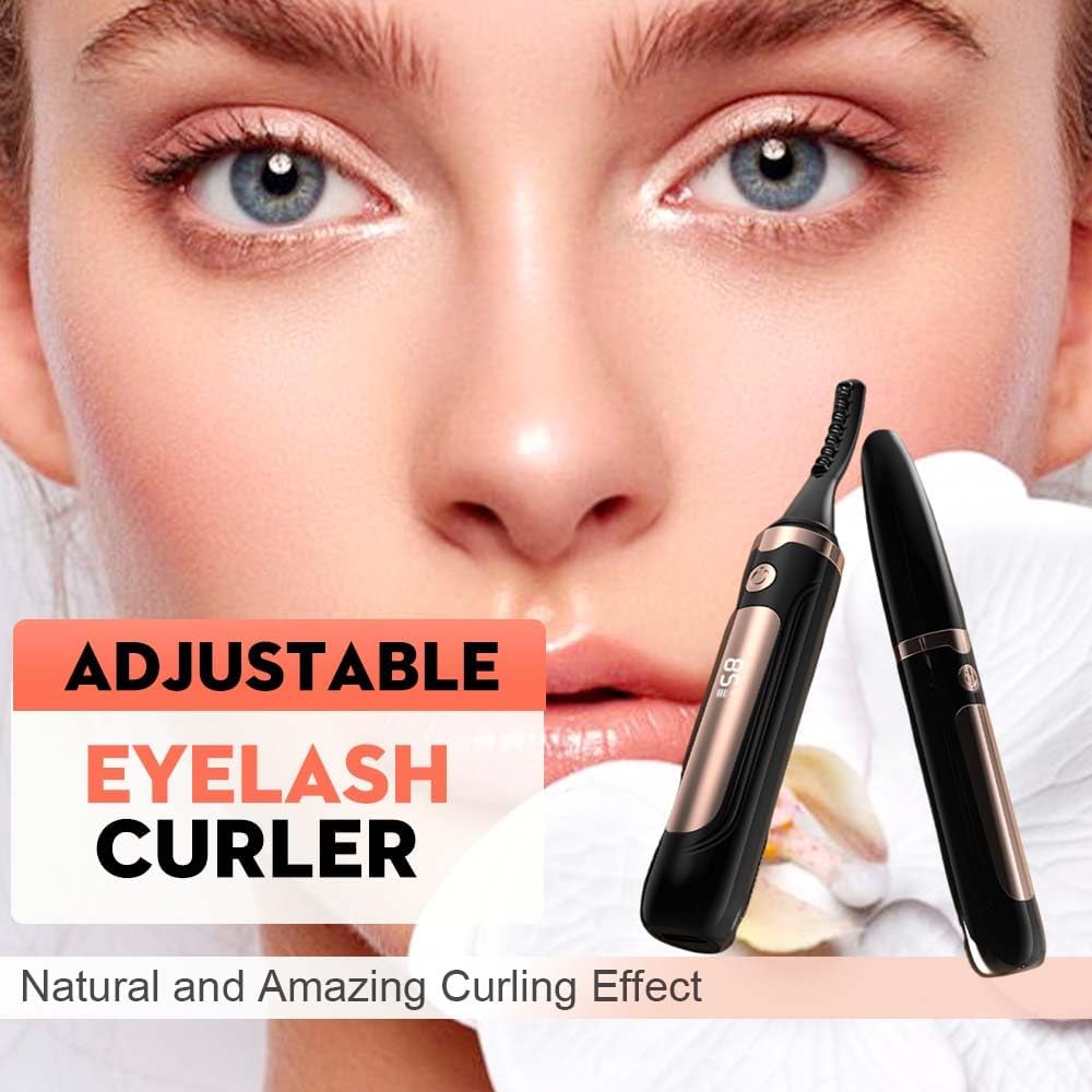 Heated Eyelash Curler, 2025 New Electric Eyelash Curler with LED Display, Portable Rechargeable Eye Lash Curlers Heated Makeup Tool for Women Girls (2Pcs White)