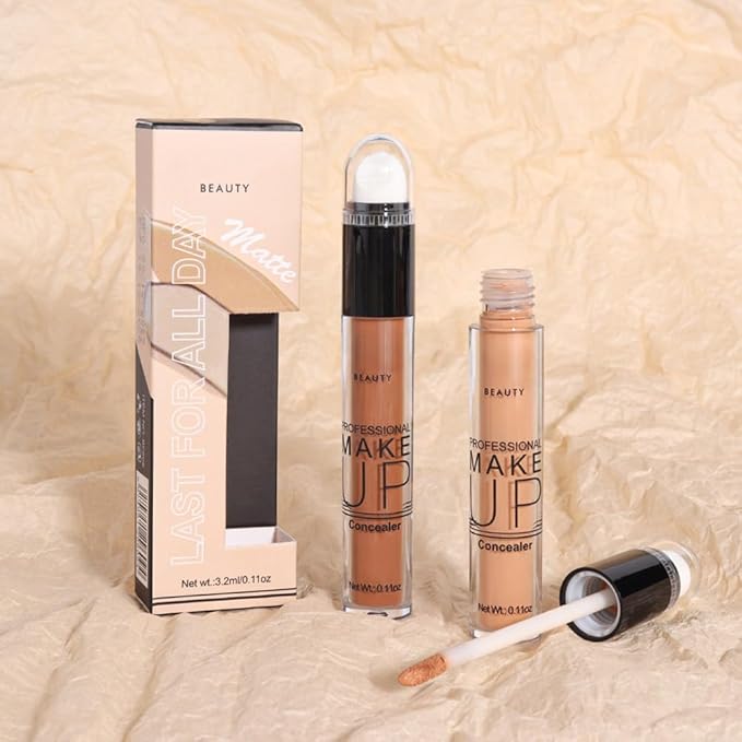 2 Pack Liquid Foundation Cream for Face Makeup,Durable Full Coverage Matte Concealer Make Up,Oil Control & Waterproof Base Primer -0.35+0.35 Fl.Oz (05+06#)