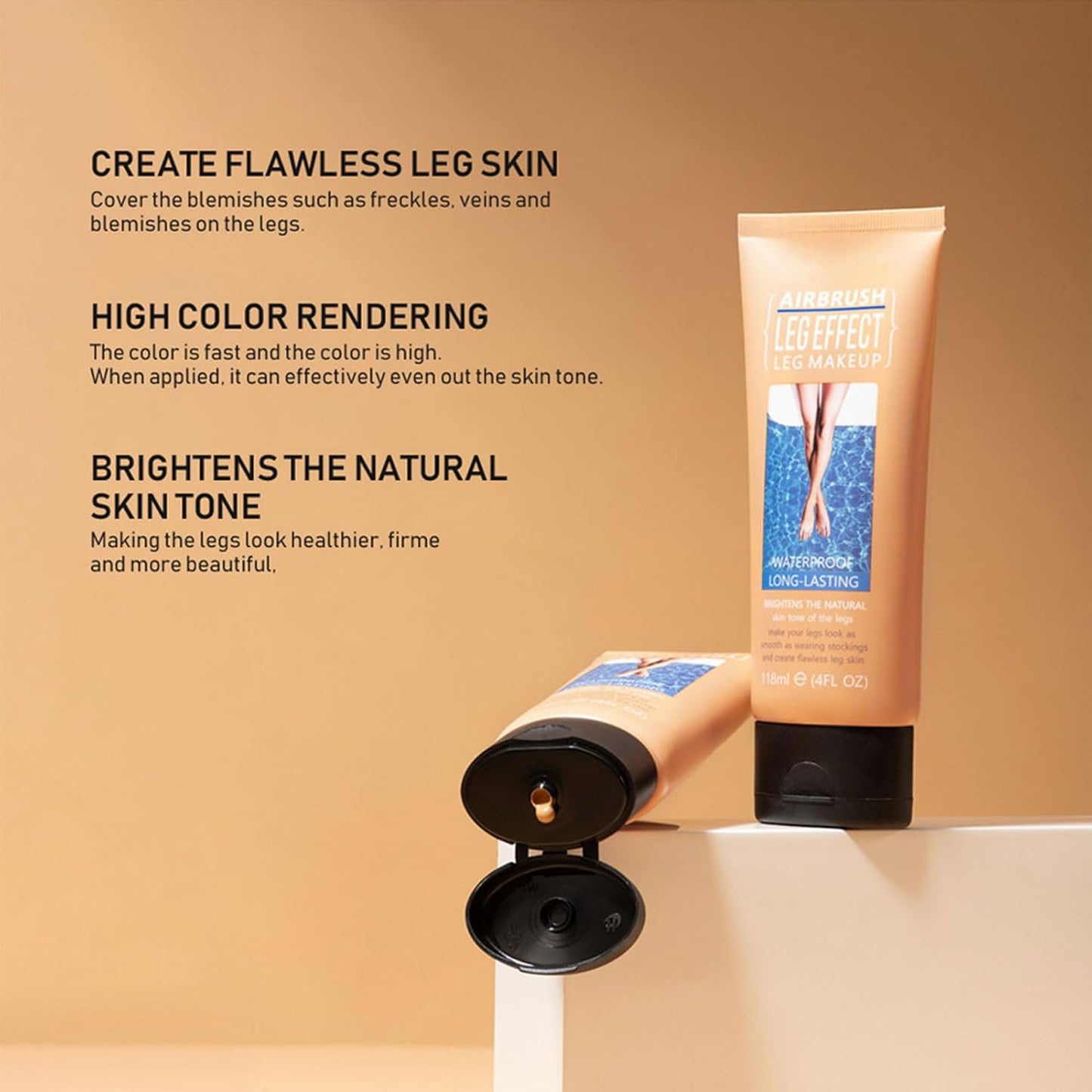 118ml Leg Makeup Lotion, Leg Body Makeup, Airbrush Legs, Body Makeup Waterproof Long Lasting Full Coverage Lightweight Leg Body Cosmetic for Wedding (3#)