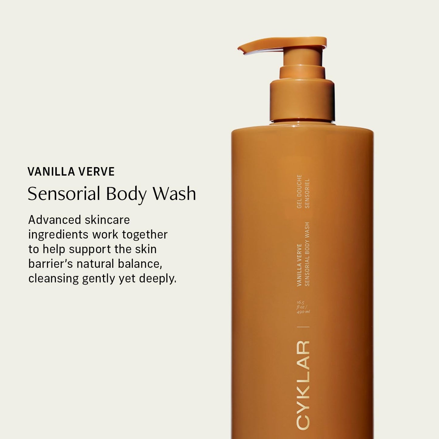 Sensorial Body Wash. Vanilla Verve Hydrating Cleanser with Moisture Locking Multi-Oil Complex, Sodium PCA and Glycerin. Nourishing Shower Gel for Women and Men, 16.5 Fl Oz Luxury Bodywash