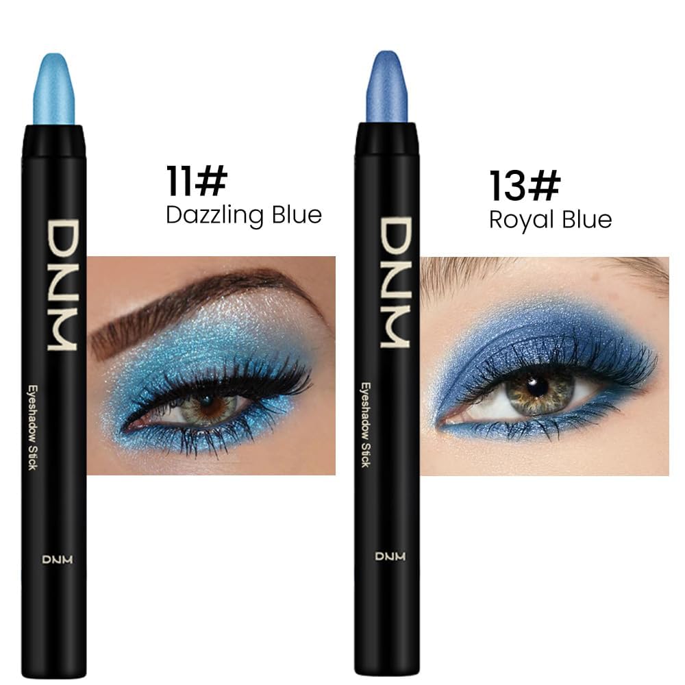 evpct 2Pcs Cream Eyeshadow Sticks Set for Eyes Dazzling Blue & Royal Blue Shimmer Eye Crayon Shadow Brightener Stick Pencil Pen Bulk sombras en crema para ojos 11+13