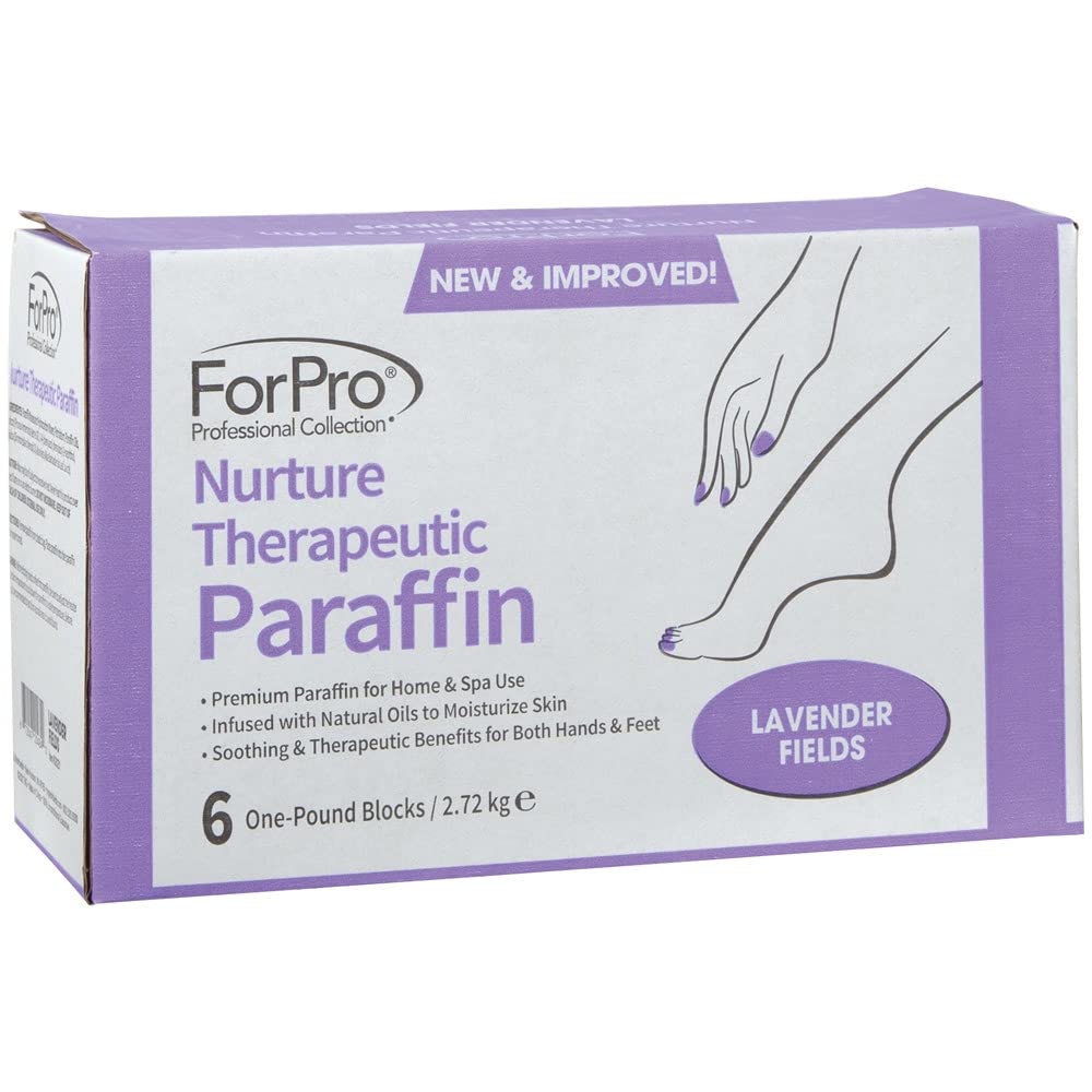 ForPro Professional Collection Nurture Paraffin Wax Refill, Lavender Fields, Six 1-Pound Paraffin Blocks, Non-Greasy, Moisturizing for Soft & Healthy Skin, 6 Lbs