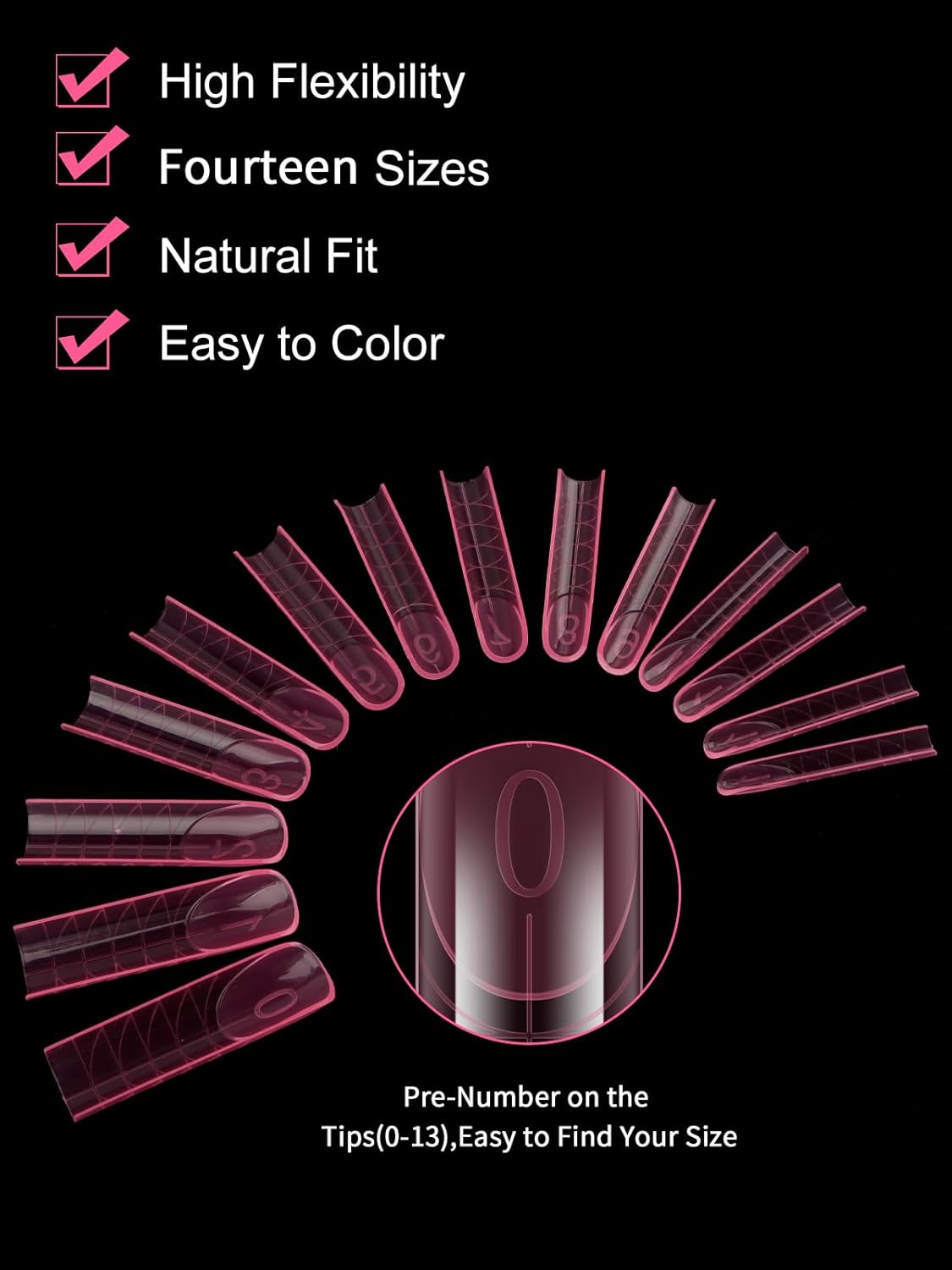 EBANKU Dual Nail Forms for Poly Extension Gel, Reusable Nail Molds 15 Sizes Nail Extension Forms for Builder Gel Manicure Design Salon DIY, 140 Pieces, 14 Sizes