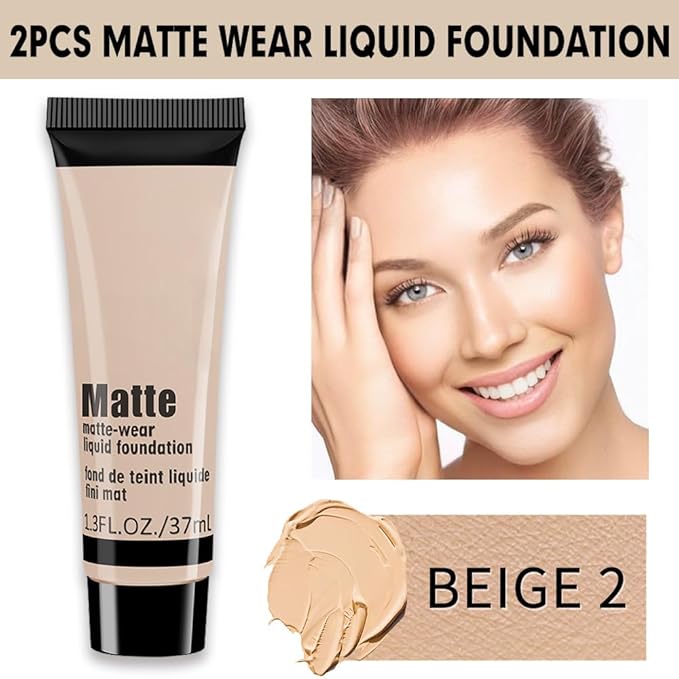1 Pack Matte Oil Free Concealer Foundation Cream,Professional Make-up Base Facial Matte Full Coverage Liquid Concealer Hide Foundation Primer Makeup Repair Kit.(BEIGE 5#)