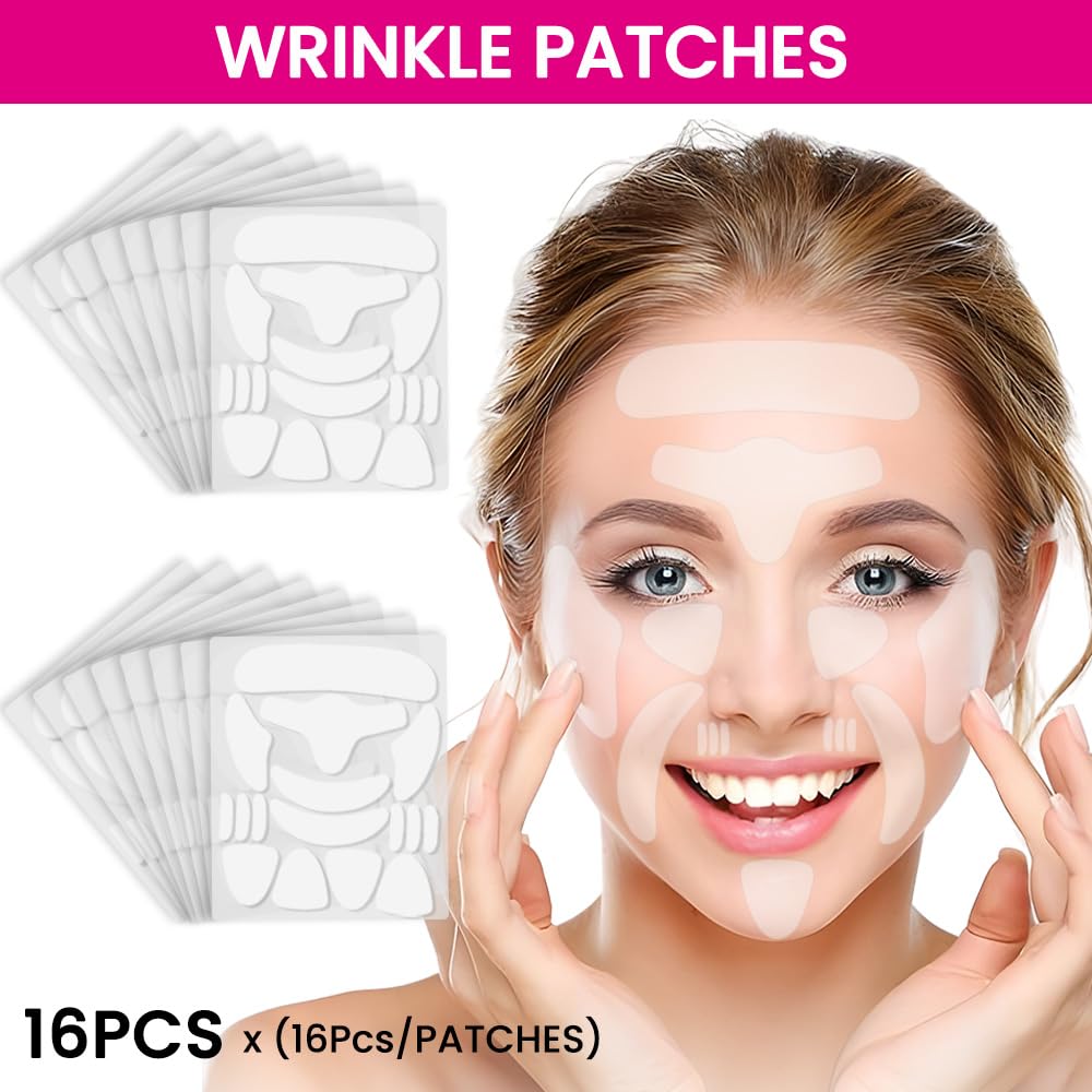 Kaely 256 Pcs Wrinkle Patches for Face Overnight, Silicone Scar Tape for Wrinkles Forehead, Face Tape for Wrinkles Overnight Sleeping Lifting Sagging Skin, Smile Line Facial Smoothing