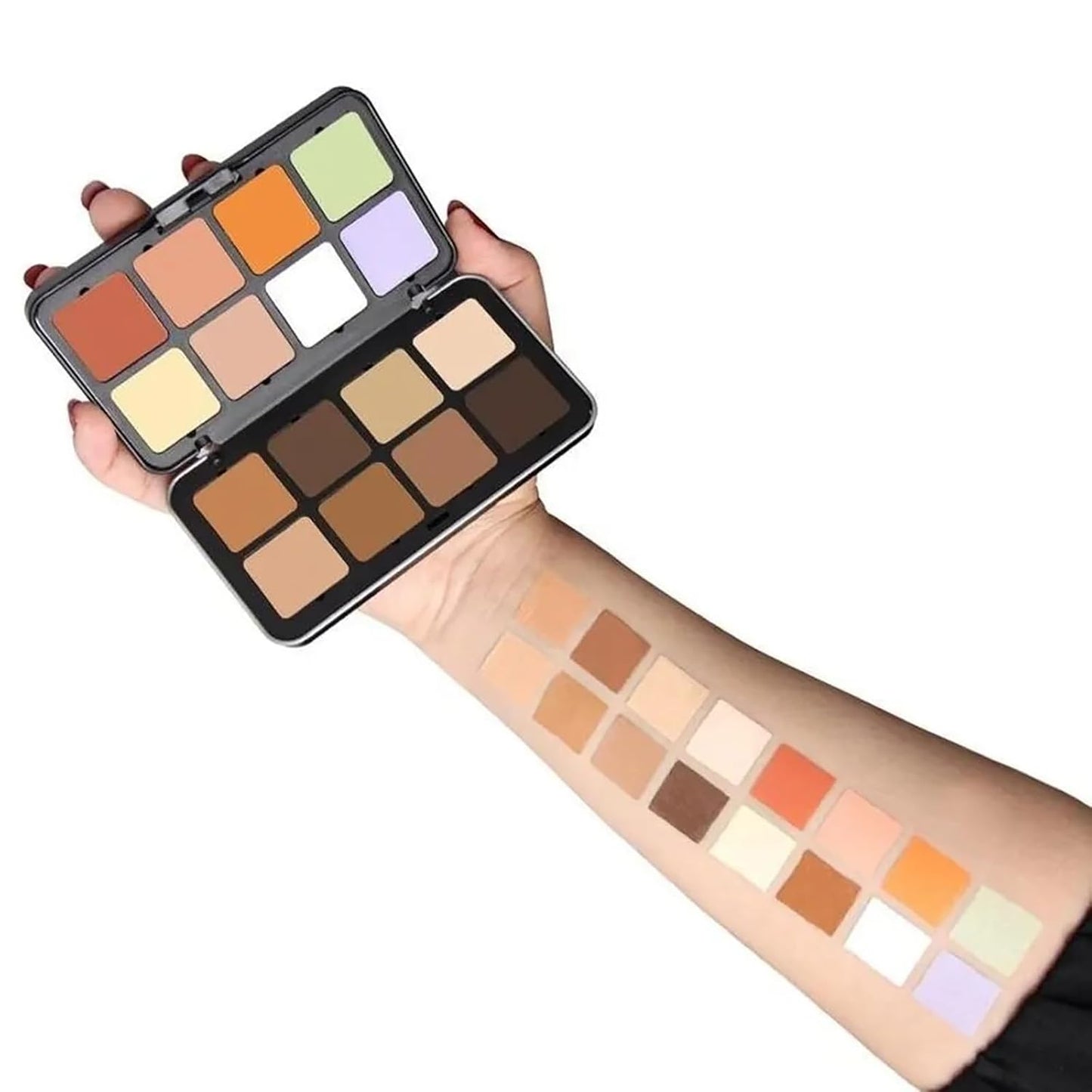 16 Color Corrector Concealer Foundation Palette Cream Set, Orange Green Peach Color Correcting Camouflage Makeup Cream Contour Palette with 11Pcs Makeup Brush Kit for Dark Circles Dark Spots