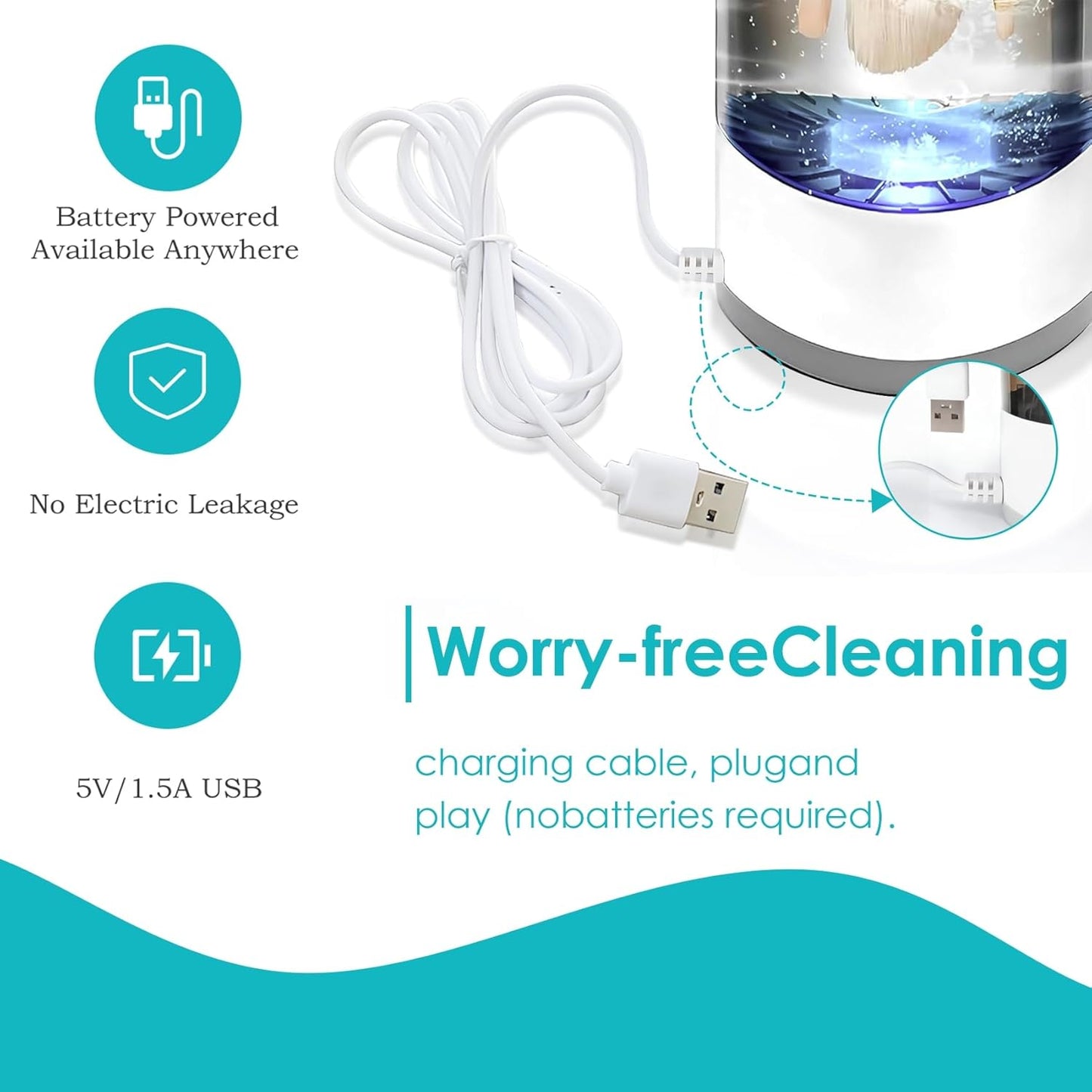 Electric Makeup Brush Cleaner Machine - Quick Efficient Machine for Deep Cleaning All Types of Brushes, Beauty Tool for Women Travel