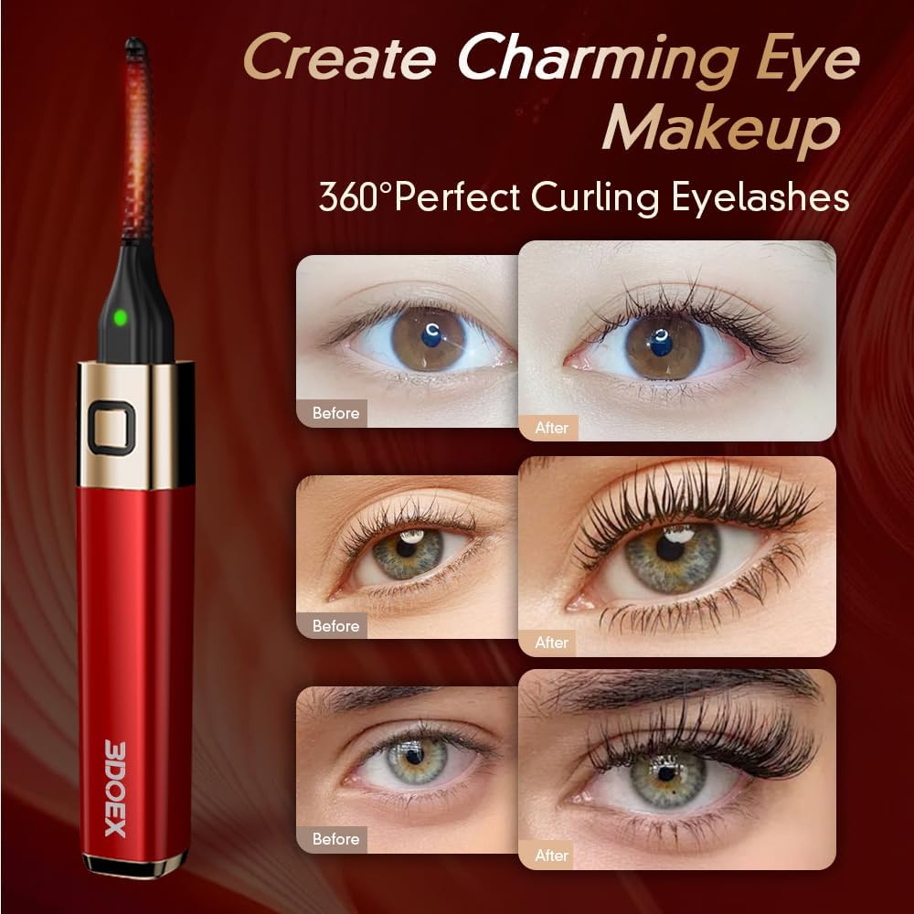 Heated Eyelash Curler, Mini Electric Eyelash Curler, Best Eye lash Curler 10-Second Salon Curls, Dual-Temperature Smart Memory, Safe & Travel-Friendly