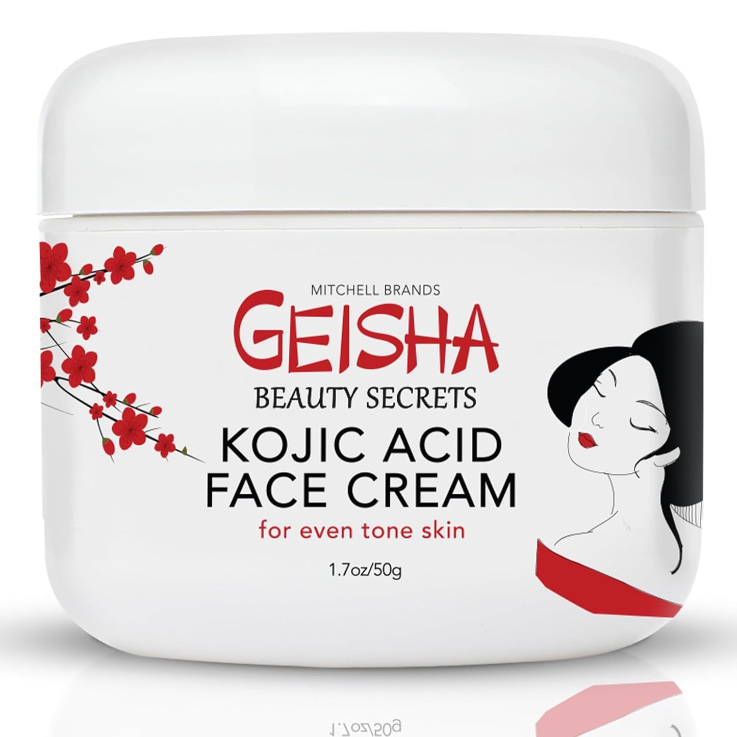Geisha Kojic Acid Cream - 1.7 fl oz / 50 ml - Skin Brightening Cream for Face, Body, Hands - with Glycolic Acid