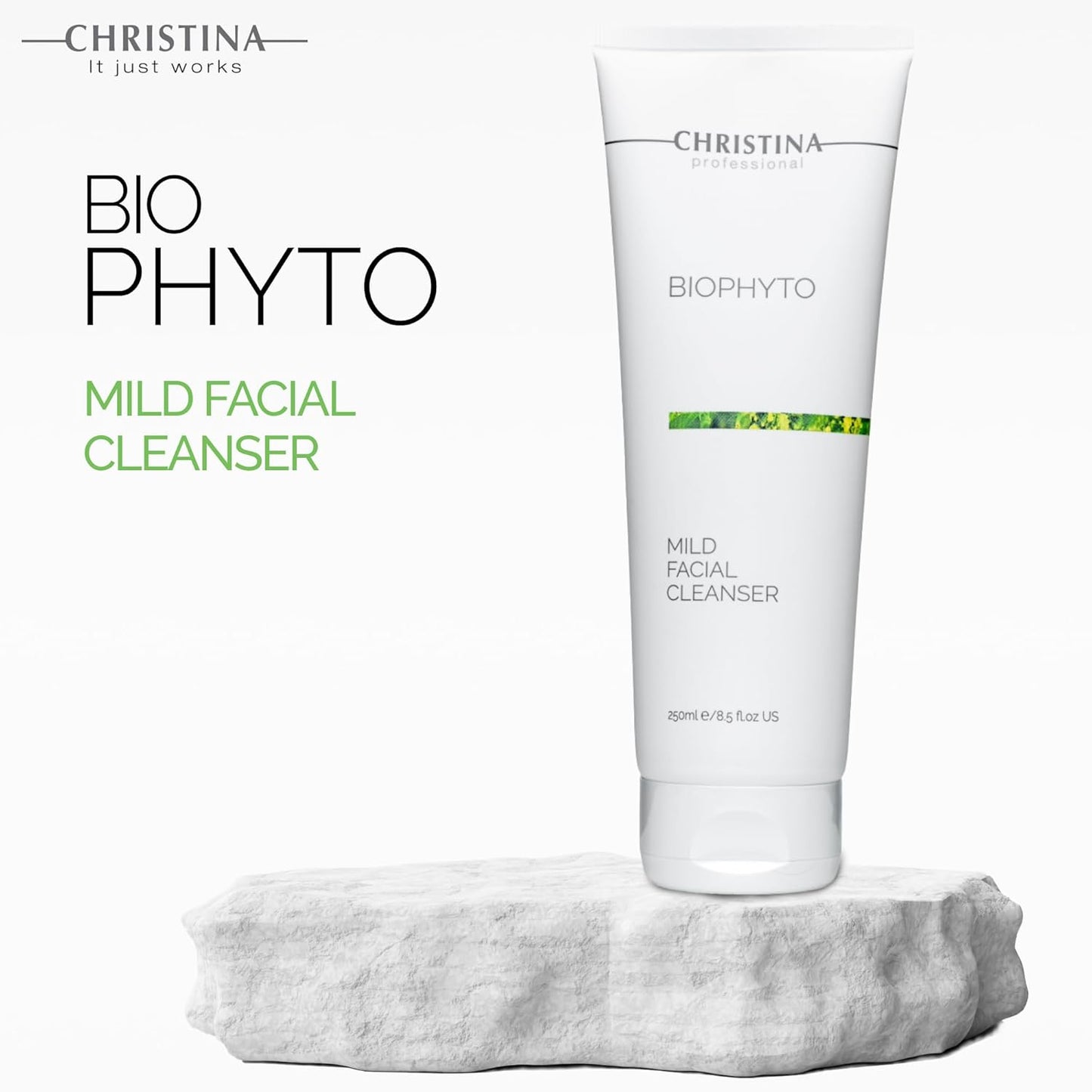 -CHRISTINA- Biophyto Mild Facial Cleanser with Green Tea and Cucumber Extracts - 250 ml - Soapless Gentle Face Wash and Daily Facial Cleanser for All Skin Types
