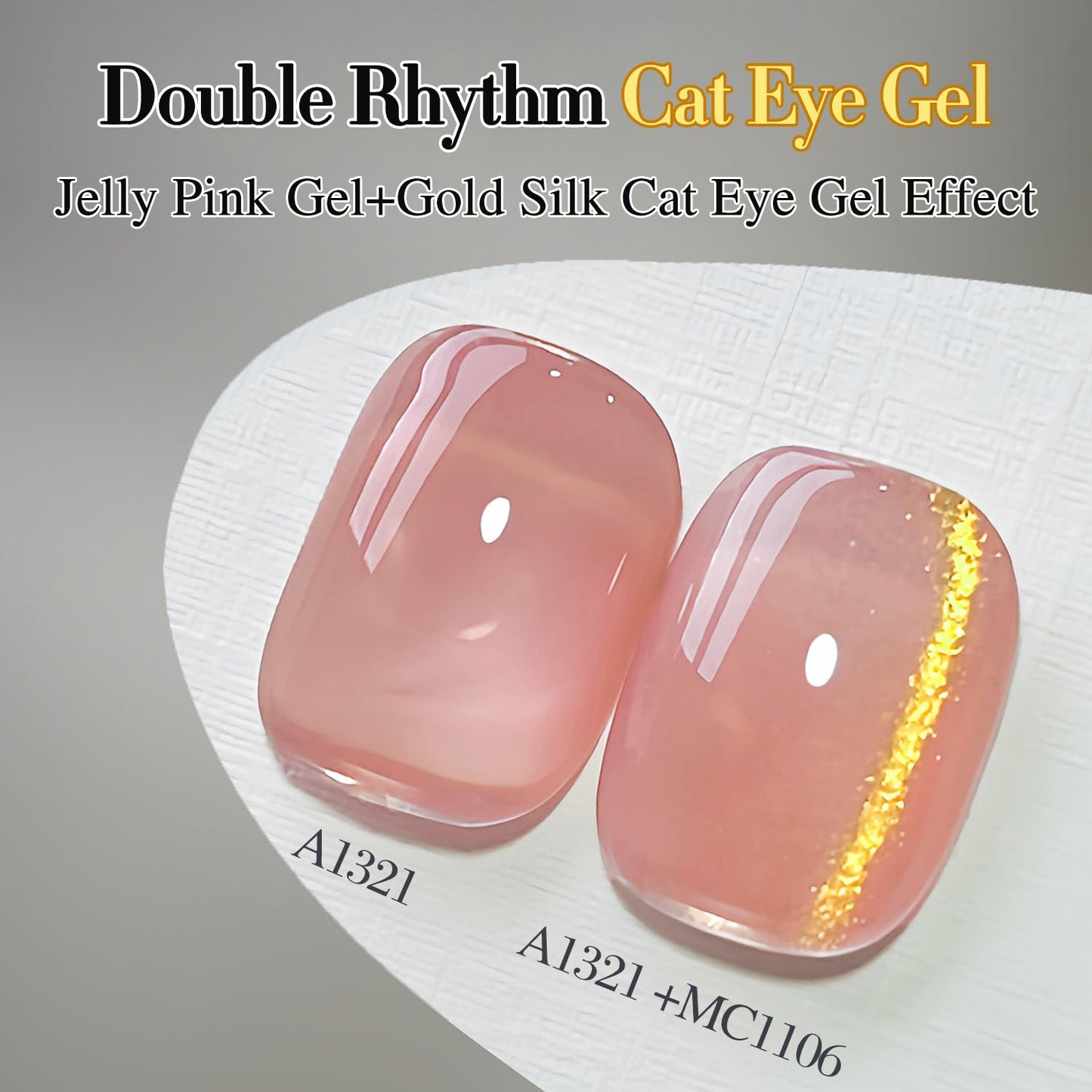 Double Rhythm 0.5 OZ Cat Eye Gel Polish with Magnet 15ML Holographic Glitter Shimmer Translucent Jelly Color Magnetic Polish Salon DIY at Home (Jelly Gold-MC1106)