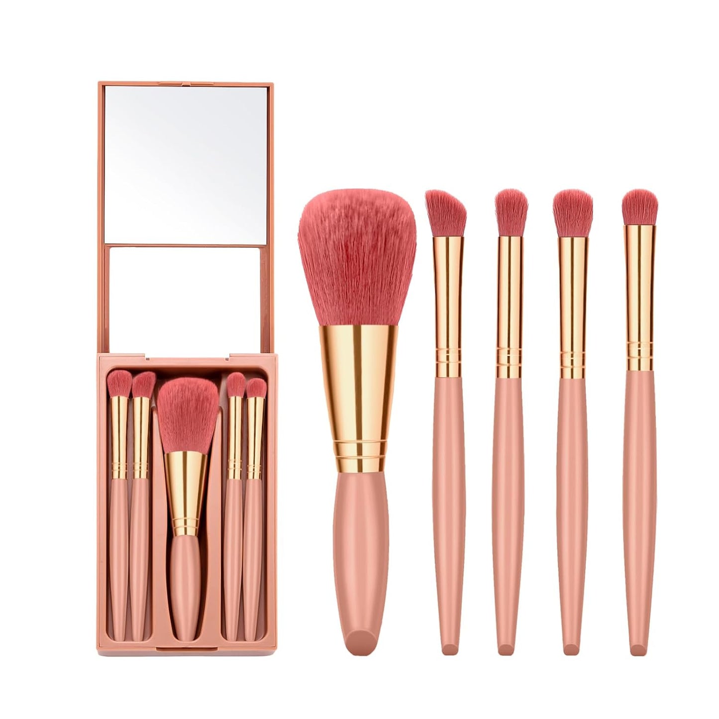 Travel Makeup Brush Set, travel make up brushes sets mini eye shadow kits small size eyeshadow case eyes makup brushed makeuo soft brushs basic cosmetic profesional tools (Bean Sand)