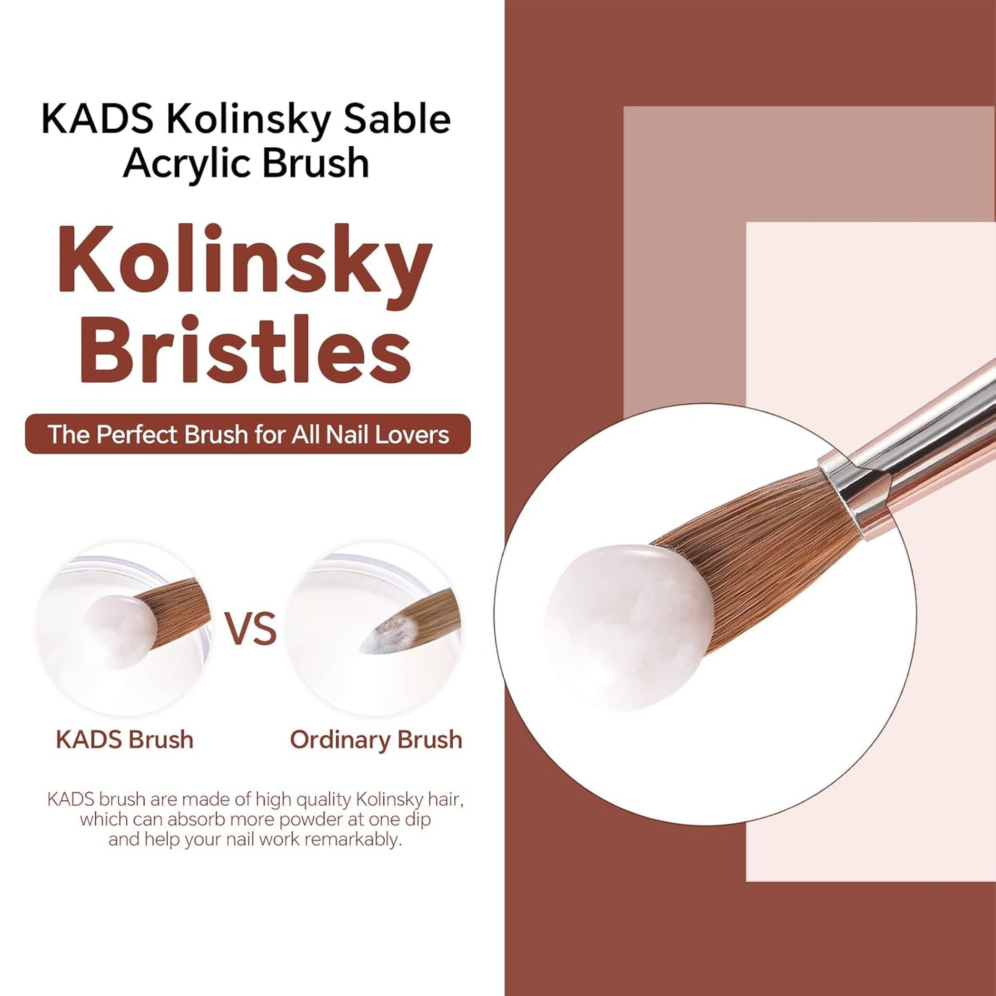 KADS Acrylic Nail Brush with Penholder Nail Brush for Acrylic Application-Oval Shaped Powder Nail Design Tools for Professional Manicure DIY Home Salon (12#)