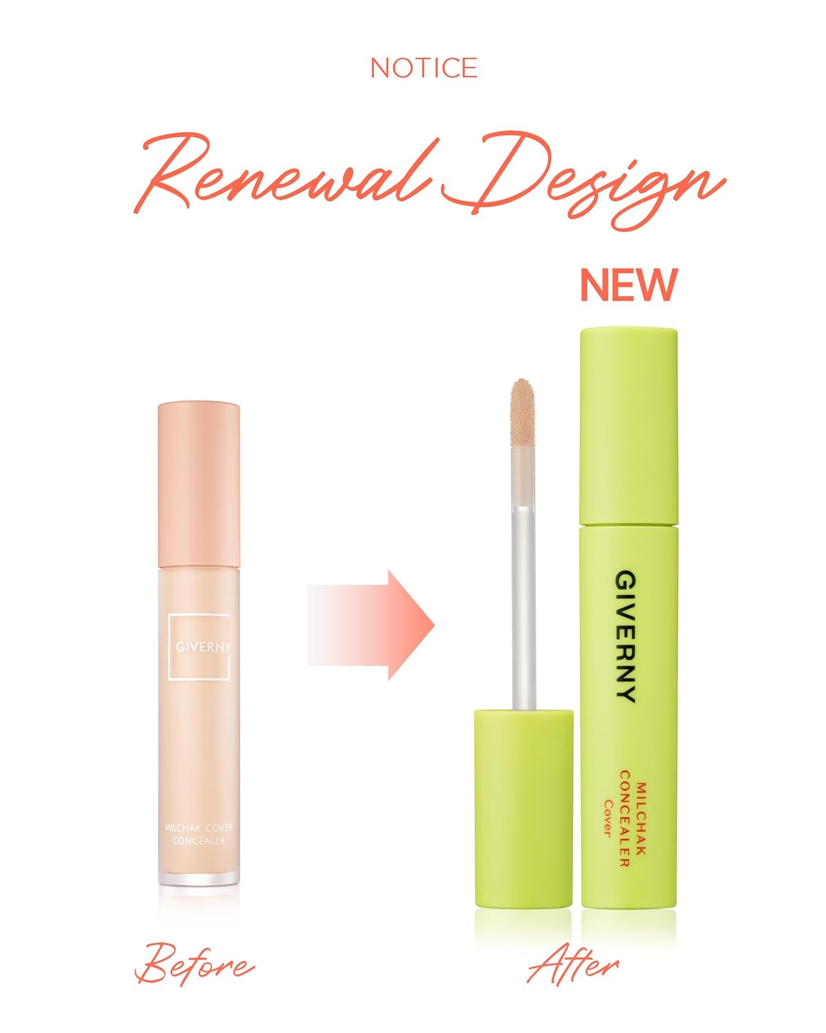 GIVERNY Milchak Cover Concealer - Makeup Blemish & Acne Concealer - For Freckles, Spots & Under Eye Circles - Lightweight and Non-Sticky Foundation Concealer, 0.3oz. (#21 Light beige)