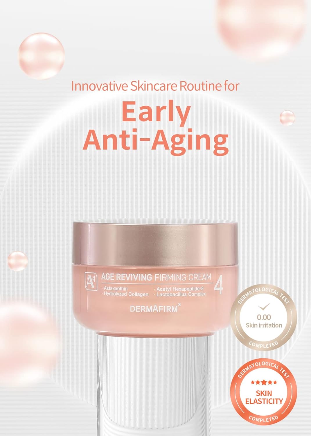 Dermafirm Age Reviving Firming Cream Facial Moisturizer A4 | Hydrating Face Moisturizer for Pore Firming & Skin Elasticity w/Collagen, Astasome & Peptide | No Animal Trials No Paraben 1.69 fl oz