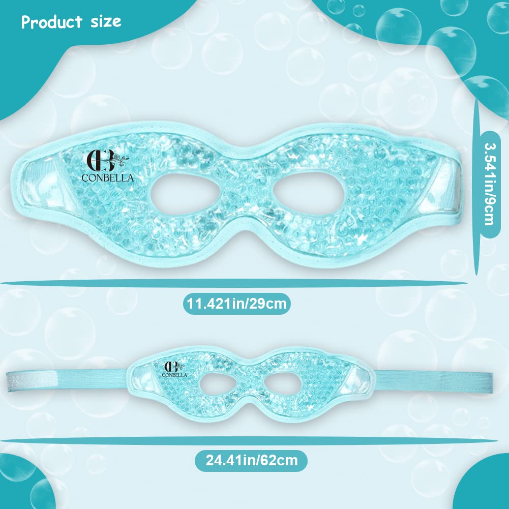 Gel Eye Mask with Eye Holes, Reusable Hot Cold Therapy Cooling Eye Mask for Puffiness/Dark Circles/Eye Bags/Dry Eyes/Headaches/Migraines/Stress Relief, Cold Eye Mask