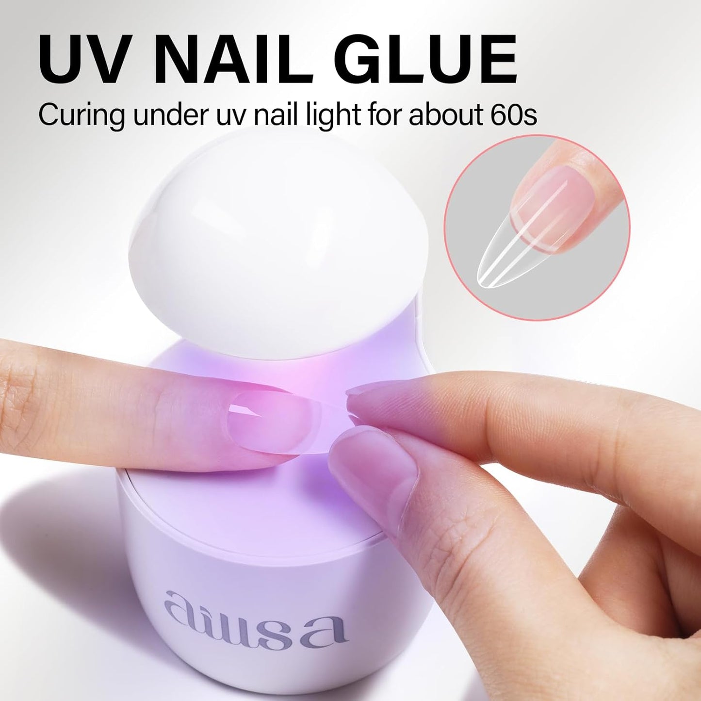 AILLSA Gel Nail Glue for Nails Tips, Solid Super Strong Gel Glues 15g Professional Fake Acrylic Soft Nails Glue U V Lamp Curing Needed - Long Lasting 30 Days+