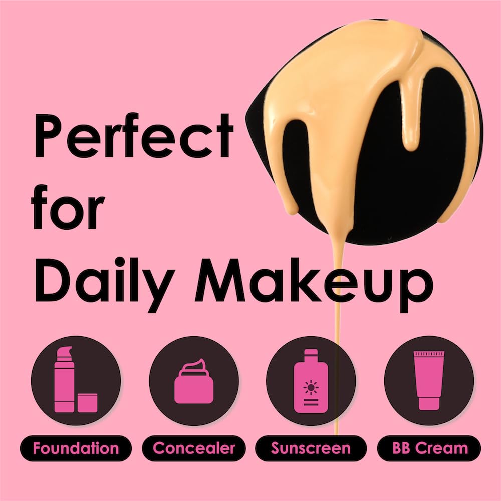 5Pcs Makeup Sponge Latex-Free Soft Blender Sponge Perfect for Liquid Foundation Concealer Cream Powder, Beauty Sponge Gift Set for Long-lasting and Natural Makeup, Black, Medium