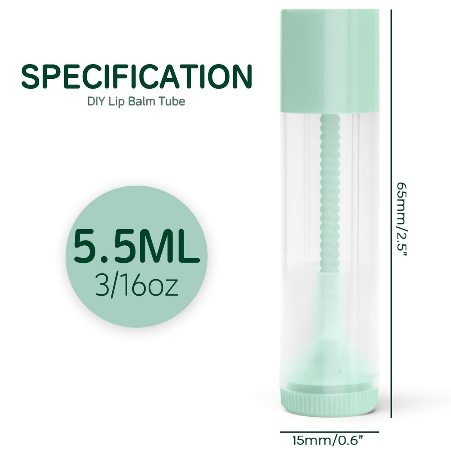 JuLand 50 Pack Empty Lip Balm Containers Bulk 5.5ml - Clear Twist-Up Tubes with Multi-Colored Caps, Refillable Chapstick Tube for DIY Lip Balm Making