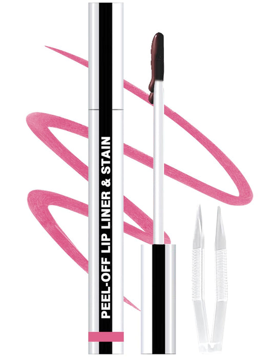 Lip Liner Stain Peel Off with Tweezer, Long Lasting Matte Lip Tattoo, Highly Pigmented Color Lip Tint Makeup, Waterproof, Transfer-proof Lipstain for Women, for All Skin Types